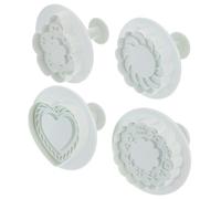 COMPUKAS 4pcs Reusable Cookie Mold with Fan Leaf and Flower Shapes, Abs Material, Simple Structure for DIY Baking and Holiday Gatherings, Cookie Stamp Tool for Decorating Cakes