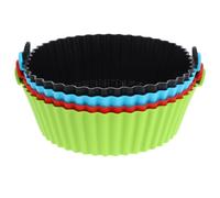 COMPUKAS 4pcs Reusable Silicone Cooking Basket Round Baking Trays for 1 to 3.5 Quart Air Ovens, Easy to Remove and Dishwasher Safe, for Barbecues and Ovens