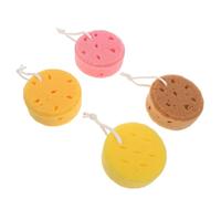 COMPUKAS 4pcs Round Bath Sponges Flower Bath Sponge Loofah Body Scrubber for Shower Pouf Boy Girl Adults Cleaning Exfoliating Washcloth Bathing Supplies