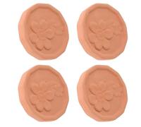 COMPUKAS 4pcs Rustic Terracotta Bread Storage Warmer Set Round Shape, Stoneware Insulation Sheets for Bread and Food, for Kitchen Use and Party Table Warmer