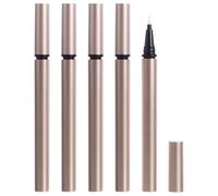 COMPUKAS 5 Pack 1ml Empty Eyeliner Container Refillable Plastic Liquid Eyeliner Pen Applicators Golden Tubes for Storing or Nail Oil for Markets and Cosmetic Wholesalers