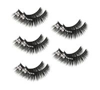 COMPUKAS 5 Pairs False Lashes with Rhinestone Diamond Embellishments, Dramatic Long Stage Eyelashes for Latin Dance Performance, Glamorous Cosmetic Lash Extensions