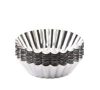 COMPUKAS 50pcs Nonstick Tinplate Egg Tart Moulds Baking Cups with Quick Heat Conductivity for Muffin Cupcakes and Souffles Silver Metal Baking Cups