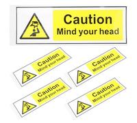 COMPUKAS 5pcs Low Ceiling Warning Label Stickers, Assorted Colour, Made of Sturdy Pp and Paper, Easy Application Versatile Use, for Shops and Homes to Caution Head and Prevent Injuries