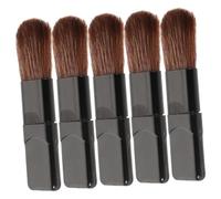 COMPUKAS 5pcs Mini Makeup Brush Set Small Flat Blush and Eye Brushes Soft Fiber Bristles Portable Cosmetic Applicators for Precision Face and Travel Use
