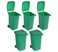 COMPUKAS 5Pcs Multifunctional Desktop Trash Cans and Pencil Holders, Green Plastic Mini Tabletop Waste Storage Bins for Office and Home Organization