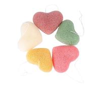 COMPUKAS 5pcs Sponge Face Cleansing Puff Set, Heart-shaped Deep Cleansing Facial Sponges for Gentle Exfoliating and Oil Control, Multi-color Soft Wash Puff for Daily Skincare in Beauty