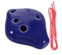 COMPUKAS 6 Hole Ceramic Ocarina Small Ocarina Musical Instrument in C Key Portable with Smooth Surface Comfortable to Play for Boys and Girls and Beginners Blue with Songbook and Neck Cord