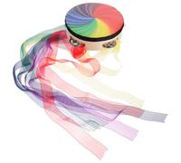 COMPUKAS 6-Inch Handheld Tambourine Rainbow Ribbons, Classical Percussion Instrument for Adults and, Suitable for Church, Dance, and Performance