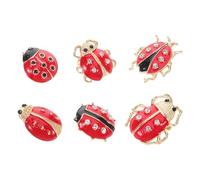 COMPUKAS 6 Pcs Cute Cartoon Ladybug Brooch Pins Lightweight Alloy Animal Insect Lapel Pins Set for Women Party Clothing Decoration Accessories
