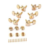 COMPUKAS 6 PCS Gold Plated Guitar Machine Heads Lr Sealed Tuning Pegs with Ferrules Screws for Acoustic Electric Bass Guitar Replacement Vintage Style