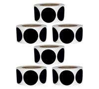 COMPUKAS 6 Rolls Black Round PVC Stickers Strong Adhesive Backing, Writable and Repositionable Circle Labels for Storage Management and Kitchen Organisation