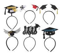 COMPUKAS 6pcs Graduation Time Headband Set Lightweight Portable Graduation Cap Hair Hoop Photo Props for Related Activities and Photo Shoot