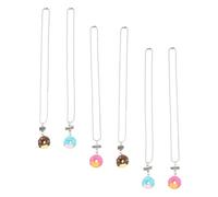 COMPUKAS 6pcs Portable Plastic Donut Friendship Necklaces for Women, Delicate Best Friend Pendant Accessories, Multi-color Set for Friend Ornament and Daily Wear