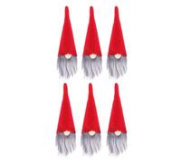 COMPUKAS 6pcs Red Christmas Hat Wine Bottle Covers Set with Nonwoven Fabric Material, for Hotel and Bar Holiday Decorations, Unique Festive Wine Bottle Jacket for Christmas Parties