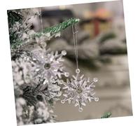 COMPUKAS 6pcs Transparent Snowflake Pendant for Christmas Decorations Clear White Snowflake Ornaments Artificial DIY Hanging Snow Flakes Christmas Decorations Xmas Tree