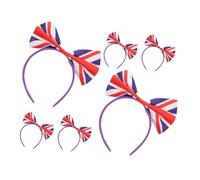 COMPUKAS 6pcs Union Jack Bow Headband Uk Flag Hair Bands Accessories for Football Fans Festivals Parties and Celebrations Unique for Eye-catching Style