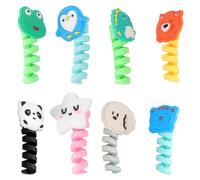 COMPUKAS 8Pcs Silicone Earphone Cable Protectors with Cartoon Animal Design, Anti-Cracking Data Wire Winders Set for Phone Charger and Earphone Cord Protection in Daily Use