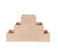 COMPUKAS 8pcs Unfinished Wooden Craft Boxes for Storage, Rustic Square Wood Organizer with DIY Craft Possibilities, Versatile Desktop Storage Cube for Succulents and Small Plants Display