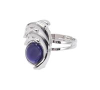 COMPUKAS Adjustable Double Dolphin Mood Ring Color Change Jewelry for Women Men Temperature Sensitive Open Band Animal Shape Emotion Indicator Accessory