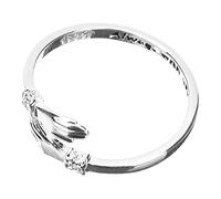 COMPUKAS Adjustable Hug Ring for Women Silver Open Band Unique Statement Jewelry Wedding Engagement Bridal Birthday Valentine's Day Anniversary