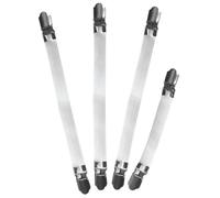 COMPUKAS Adjustable Ironing Board Cover Clips to Keep Clothes and Sheets Secure 4pcs with Elastic Bands and Iron Clamp, Versatile Bed Sheet Holders in Laundry Room