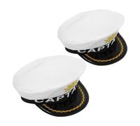 COMPUKAS Adult Yacht Captain Hat, 2pcs White Captain Hat with Classic Design, Breathable Polyester, for Sailor Marine Admiral Cosplay Events and Summer Outdoor Events
