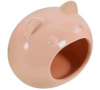 COMPUKAS Animal Hideout House in Pink Small Ceramic Decorative Pet Sleeping Nest Comfortable and Adorable Habitat for Squirrels and Rats for Hamsters and Guinea Pigs