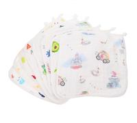 COMPUKAS Baby Washcloths 8pcs Lightweight and Portable Cotton Face Towels Absorbent with Different Designs for Newborns for Infant Bathing and Feeding Care