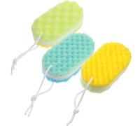 COMPUKAS Bathing Sponge Body Scrubbers Comfortable Soft Sponge 3pcs with Hanging Rope Producing Lather Exfoliating Shower Bathing Tools for Men and Women