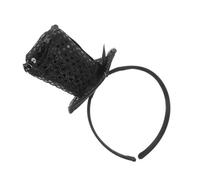 COMPUKAS Black Sequin Mini Top Hat Headband with Bow Soft Breathable Fascinator Hairband for Women and Men Costume Accessory for Halloween Christmas Tea Party and Cosplay Events