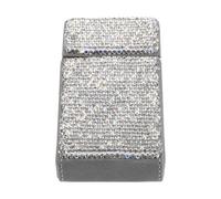 COMPUKAS Bling Rhinestone Flip Top Cigarette Case for Smokers, Protective Compact Storage Box with Flocked Fake Leather Exterior and Internal Compartment, for Driving and Daily Use