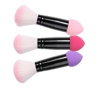 COMPUKAS Blush Brush and Aluminium Handle, Compact Design 3pcs Double Ended with Nylon Fiber Natural-looking Finish for Women Makeup for Travel and On-the-