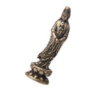 COMPUKAS Brass Design Stable with Bottom Figurine Flat Buddha Decor Golden Antique Style Ornament Decoration and Spiritual Adornment Desktop for Home