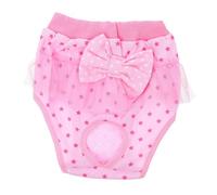 COMPUKAS Breathable Cotton Dog Diaper Panties for Female Dogs Soft Pet Sanitary Pants with Lace Bow Leak Protection Puppy Underwear for Clean Home and Furniture Xl Pink