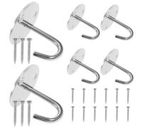 COMPUKAS Ceiling Hooks Small Size Stainless Steel Screw-in 6pcs Heavy Duty Under Cabinet Shelf Hooks for Home Improvement and Hanging Holiday Decorations