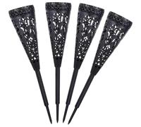 COMPUKAS Cemetery Flower with Cone-shaped Spikes Abs Black 4pcs Multi-functional and Easy to Insert into Soil, Elegant Hollow-out Design for Flower Bed and Grave Decoration