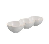 COMPUKAS Ceramic 3 Compartment BBQ Sauce Serving Bowl for Korean BBQ