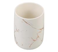 COMPUKAS Ceramic Toothbrush Holder Bathroom Cup with Marble Pattern Decorative and Sturdy Toothbrush Cup for Bathroom and Kitchen Modern White Suitable for Guest Wc
