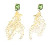 COMPUKAS Chinese Style Fish Earrings for Women Teens Animal Studded Jewelry Delicate Luster Ear Decorations Gift for Friends Family