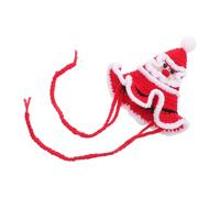 COMPUKAS Christmas Dog Hat Red Yarn Knitted Pet Santa Hat for Dogs and Cats Warm Winter Beanie with Pompom Cute Playful Holiday Photo Prop for Birthdays and Pet Parties