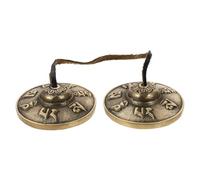 COMPUKAS Copper Yoga Cymbal Bell for Meditation Practice, Simple and Generous Design with Six-word Mantra Pattern, for Spiritual Practice and Marking Meditation Periods
