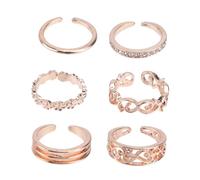 COMPUKAS Creative Delicate Rings with Hollow Out Rhinestone Inlaid Heart Toe Rings for Women Stylish Foot Jewelry Accessory