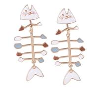 COMPUKAS Creative Fish Bone Earrings for Women Funny Alloy Fashion Jewelry Unique Novelty Dangle Accessories for Parties Travel Shopping Charming Idea