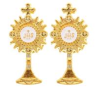 COMPUKAS Cross Badge Brooch Set 2Pcs Metal Lapel Pins for Women with Secure Clasp, for Baptism and Communion Church Service Accessories