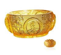 COMPUKAS Crystal Cornucopia Ornament Citrine Feng Shui Treasure Bowl for Home Office Festive Table Decoration Chinese Year Prosperity