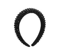 COMPUKAS Crystal Rhinestone Hairband for Women Girls, Elegant Black Headband Beaded Design, Comfortable Fit for Daily Use and Festivals, Stunning Glamorous Hair Accessory