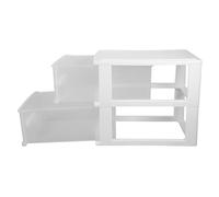 COMPUKAS Desktop Drawer Organizer Box for Erasers and Pens, White Plastic Storage Container with Layered Design for Bedroom and Desktop, Space Saving and Organizing Small Items Efficiently