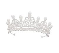 COMPUKAS Diamond Pearl Rhinestone Crown Tiara Silver Bridal Headdress Elegant Wedding Headwear for Brides Bridesmaids Prom Party Special Occasions