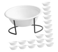 COMPUKAS Disposable Pet Food and Water Bowls Set with Black Holder, Biodegradable Paper Material, 20pcs Multi-function Feeding Bowls for Cats and Dogs, Convenient Daily Use Pet Accessories